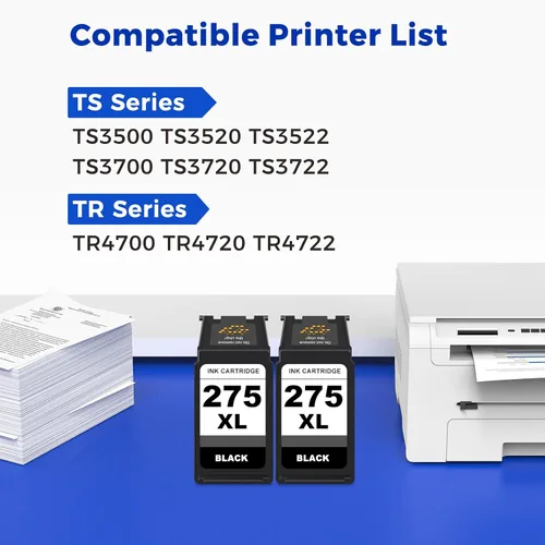 Miniatura 2 de MEGAIN 275XL - Cartuchos de tinta de repuesto para Canon PG-275 275XL PG-275XL para impresoras Canon PIXMA TS3500 TS3522 TS3700 TS3722 TR4700 TR4720