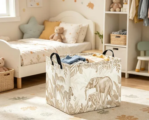 Miniatura 5 de Cesta rectangular de almacenamiento para bebés y niños, para el hogar, cocina, niñas, lindo contenedor de almacenamiento de juguetes, organizador