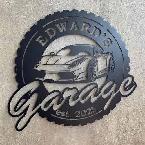 Miniatura 2 de Letrero de nombre de garaje personalizado, letreros metálicos personalizados para taller de mecánico, regalos de mecánico, regalo de arte de pared