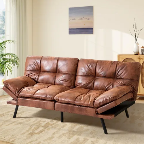 Miniatura 16 de MUUEGM Sofá cama futón de espuma viscoelástica, moderno sofá de oficina, cama convertible para espacios pequeños, apartamento, oficina, con respaldo