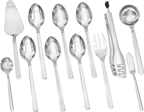 Miniatura 10 de KINGSTONE Juego de utensilios de servir para anfitriona grande, 18/10 de acero inoxidable resistente cucharas de servir de 10 pulgadas, cucharas
