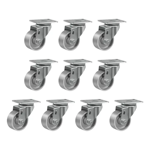 Miniatura 55 de Ruedas industriales resistentes de 3 x 1.25 pulgadas, capacidad de 350 libras, ruedas de hierro fundido y marco de acero para carros, carritos