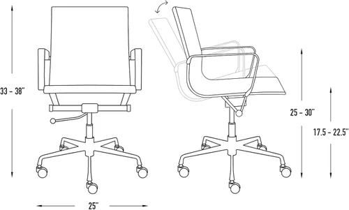 Miniatura 3 de Laura Davidson Furniture SOHO II Silla de oficina acanalada, silla de escritorio con respaldo medio, diseño ergonómico con reposabrazos y giratorio