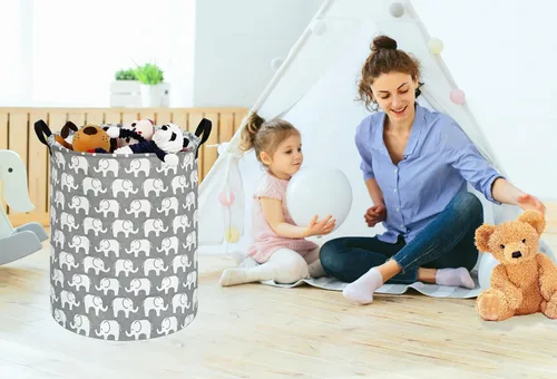 Miniatura 4 de Cesta Redonda de Regalo para Lavandería, Cesto de Almacenamiento de Ropa Sucia, Contenedores Organizadores de Almacenamiento de Ropa, Cesta