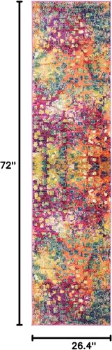 Miniatura 2 de SAFAVIEH Colección Madison - Alfombra de pasillo, 2'2" x 6', color fucsia y oro, diseño bohemio abstracto envejecido, no desprende pelusa y fácil
