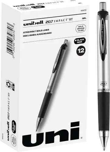 Miniatura 2 de Uniball Signo 207 Impact RT - Bolígrafos de gel retráctiles (paquete de 12) y bolígrafos de gel Uniball Signo 207 Impact Stick (paquete de 4)