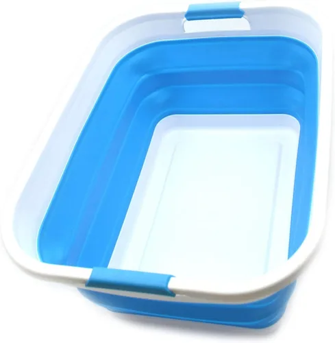 SAMMART Cesta de lavandería de plástico plegable de 41L (10.8 galones) - Contenedor/Organizador de almacenamiento plegable emergente - Tina de Azul