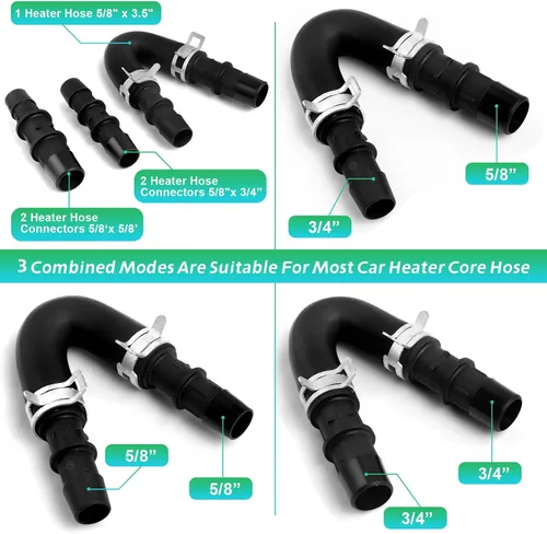 Miniatura 3 de Kit de derivación del núcleo del calentador del motor con manguera de 5/8" 3/4", compatible con GM Chevy Silverados Tahoes Yukons Honda Civic Ford