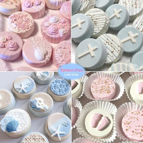 Miniatura 6 de Sakolla 3 piezas de moldes redondos de silicona para galletas de chocolate, moldes cilíndricos de 12 cavidades para Oreos cubiertas de chocolate