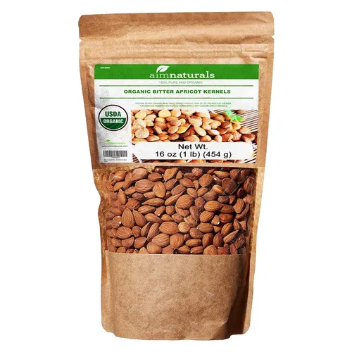 Granos de albaricoque amargo orgánico crudo (1 lb) - 100% certificado orgánico USDA – semillas de albaricoque amargo orgánico crudo – Producto de