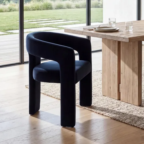Miniatura 31 de Modern Barrel - Silla de comedor tapizada con brazos, cómoda silla auxiliar de terciopelo para sala de estar, oficina en casa, recepción