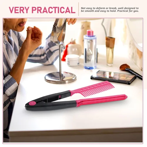 Miniatura 5 de FOMIYES Peine alisador de peluquería plegable, peine alisador de cabello en forma de V, plancha plana multifuncional para uso en salón y hogar, 9.05