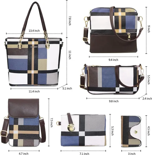 Miniatura 3 de Monederos y bolsos de mano para mujer, de cuero sintético, bolsas cruzadas, monederos, juego de 6 piezas