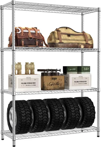 Miniatura 7 de IZEUK Estantes de Almacenamiento Conectados, Unidad de Estantería Metálica Ajustable DIY de Servicio Pesado para Esquina, Ideal para Cocina, Garaje