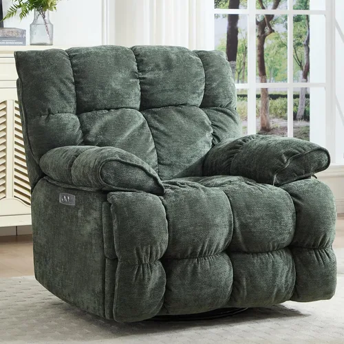 Miniatura 11 de Silla reclinable mecedora extra grande, sillón reclinable con giro eléctrico para sala de estar, reclinables mecedores acolchados extra anchos