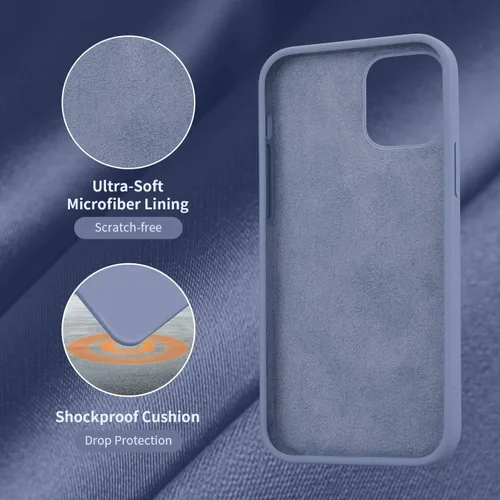 Miniatura 5 de Cordking [5 en 1] - Funda de silicona a prueba de golpes con forro de microfibra diseñada para iPhone 12 / 12 Pro, con 2 protectores de pantalla + 2