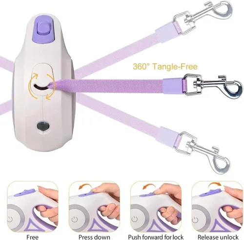 Miniatura 7 de Correa retráctil para perro de 10 pies – Correa reflectante resistente para perros grandes, medianos y pequeños – Línea larga sin enredos con mango