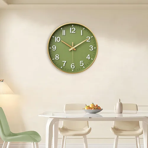 Miniatura 8 de HZDHCLH Reloj de pared con pilas, reloj de pared dorado verde, reloj de pared de 8 pulgadas, silencioso, sin tictac, números 3D modernos para Verde