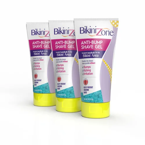 Bikini Zone Gel de afeitado antigolpes para áreas sensibles, 5 onzas, paquete de 3