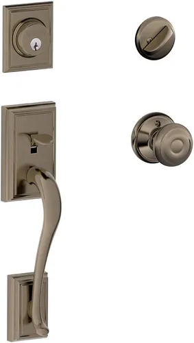 Miniatura 15 de Schlage F60 ADD 622 PLY Addison - Juego de manijas de entrada frontal con perilla Plymouth, cerrojo con llave de 1 lado, negro mate Mate negro
