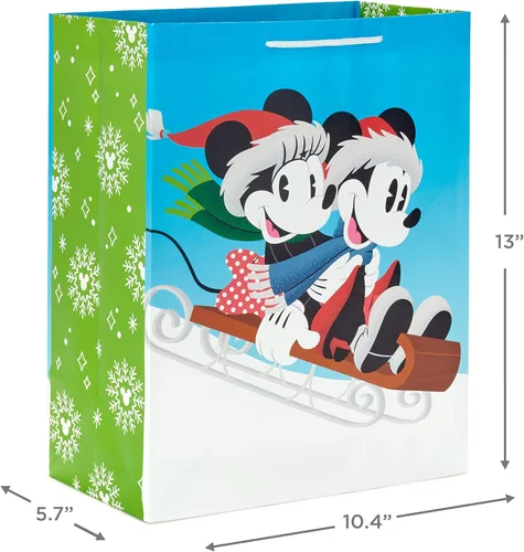 Miniatura 4 de Hallmark Bolsas de regalo de Navidad de Mickey y Minnie en varios tamaños (4 bolsas: 2 medianas de 9 pulgadas, 2 grandes de 13 pulgadas) para niños