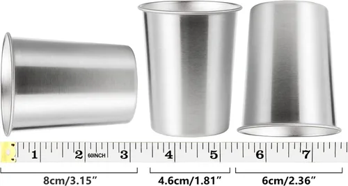 Miniatura 4 de 4Pack 6oz Vasos de acero inoxidable pequeños, sin BPA, vasos de metal saludables de pinta para niños (plateado, 170ml/6oz)