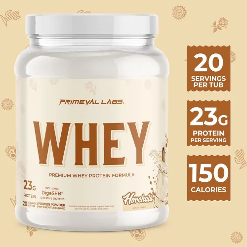 Miniatura 3 de Primeval Labs Pure Whey Protein Concentrate Crecimiento muscular y recuperación Fórmula fácil de mezclar Horchata 20 porciones