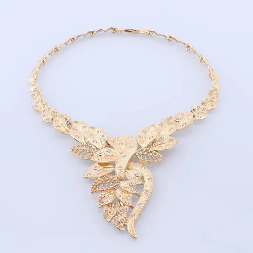 Miniatura 4 de NA African Dubai Gold Jewelry Nigerian Crystal Necklace Hoop Earrings Ring Women Italian Bridal Jewelry Sets Wedding Accessories