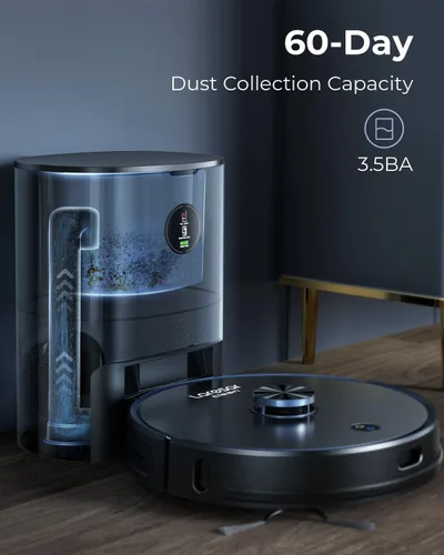 Miniatura 3 de Laresar Clean Combo de aspiradora y trapeador robot, aspiradora robótica de 3500 Pa con estación de vaciado automático de 3.5 L, 250 minutos