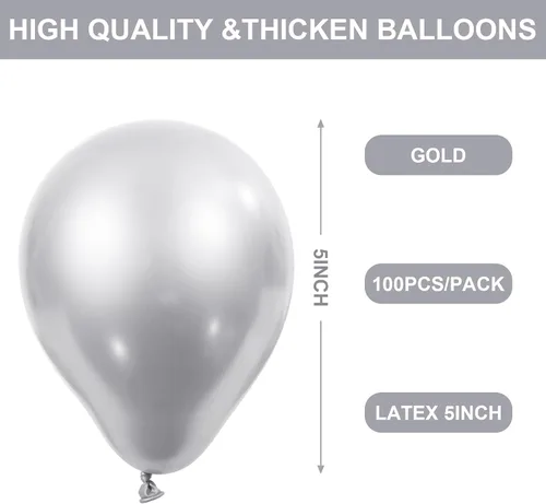 Miniatura 2 de Sumind 100 globos metálicos de 5 pulgadas, pequeños globos brillantes de helio, de látex cromado decorativo, para graduación, cumpleaños, boda