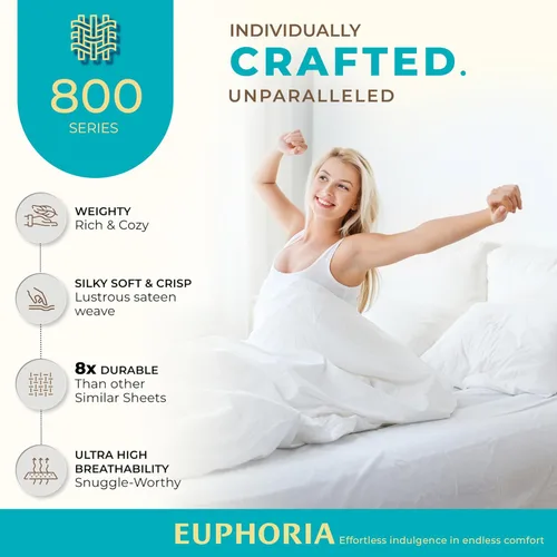 Miniatura 5 de THREAD SPREAD Fundas de almohada 100 % de algodón egipcio, fundas de almohada de 800 hilos, tamaño Queen / estándar, paquete de 2 unidades, suaves