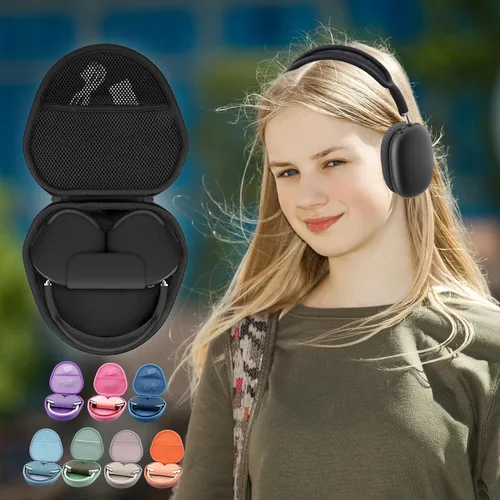 Miniatura 8 de khanka Estuche rígido de transporte para auriculares inalámbricos sobre la oreja de Apple AirPods Max 2/Apple AirPods Max, funda negra