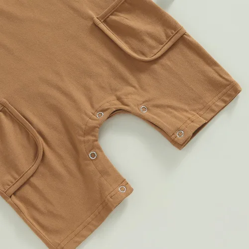 Miniatura 19 de Mameluco unisex de manga corta para bebé recién nacido, con botones, de una pieza, ropa de color sólido