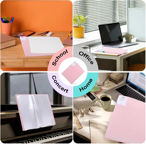 Miniatura 5 de Phyxin Organizador de carpetas de 20 bolsillos, protectores de hojas de 8.5 x 11 pulgadas, 40 páginas de plástico para documentos, organizador