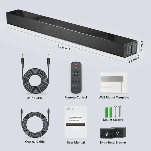 Miniatura 7 de LARKSOUND Barra de sonido pequeña para TV, PC, juegos, sistema de sonido envolvente, mini barra de sonido de altavoz de TV con conexiones