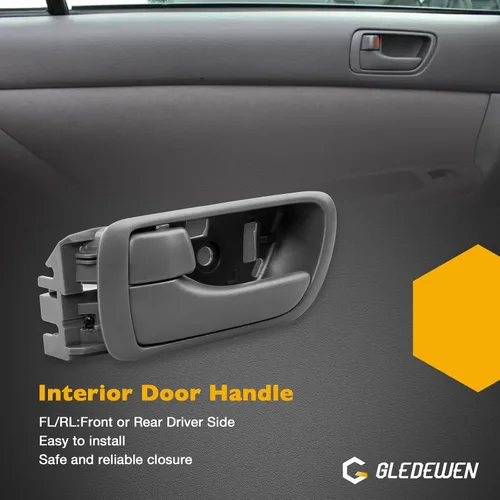 Miniatura 5 de Gledewen Manija de puerta interior delantera trasera izquierda lado del conductor con botón de bloqueo de puerta, manija interior gris, compatible
