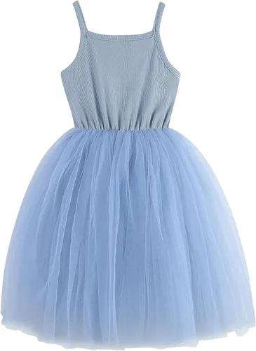 Miniatura 2 de BTGIXSF - Vestido tipo tutú para niña vestido sin mangasmanga larga para niña vestido de verano de tul para niña