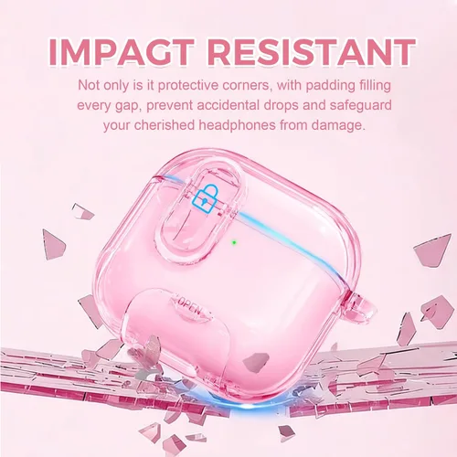 Miniatura 6 de (con bloqueo) Funda transparente compatible con bonitos Apple Airpods Pro 1/2 fundas para mujeres, TPU Transparency Air Pods Pro de 1ª 2ª
