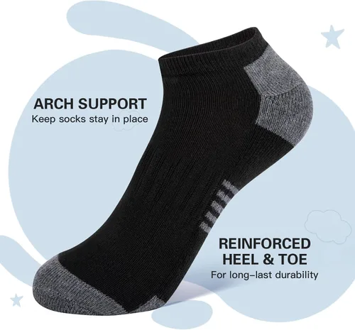 Miniatura 4 de Comfoex 10 pares de calcetines tobilleros de corte bajo para niños de 8-10, 4-6, 6-8 años, calcetines deportivos cortos con suela acolchada