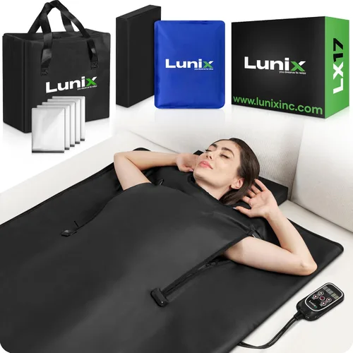 Manta de sauna infrarroja Lunix LX17, bolsa de sauna portátil para relajación, desintoxicación y alivio del estrés, calor ajustable 77–176°F, manta
