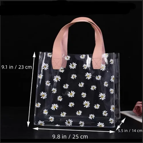 Miniatura 7 de YMASELA Bolsa de regalo transparente con asas (9.8 x 9.1 x 5.5 pulgadas, 2 unidades) bolsa de embalaje de regalo impermeable de plástico resistente