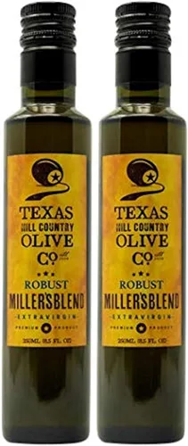Texas Hill Country Olive Co Miller's Blend Aceite de oliva extra virgen – Aceite de oliva gourmet AOVE prensado en frío – rico y robusto – perfecto