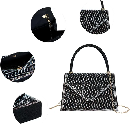 Miniatura 5 de Bolsos de noche para mujer, formales, embrague de diamantes de imitación, bolso de fiesta de boda con purpurina, bolso de cóctel para fiesta