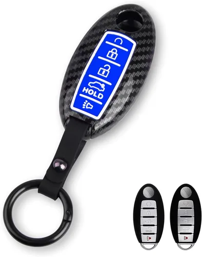 Miniatura 13 de x xotic tech Funda de carcasa para llavero de ABS con patrón de fibra de carbono negro mate, compatible con Nissan Titan Altima GT-R 370Z Maxima