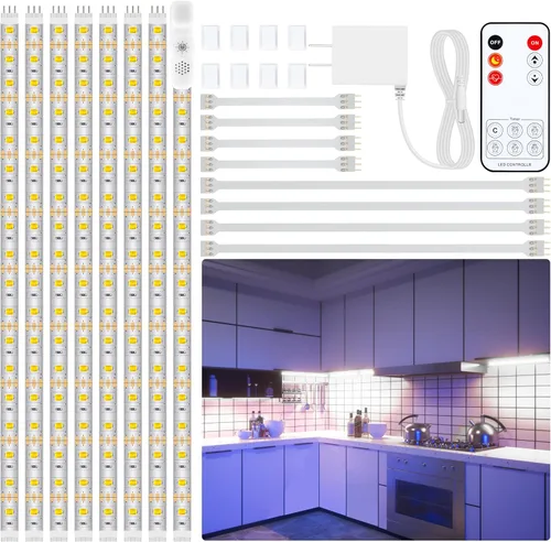 Miniatura 13 de LAFULIT Kit de 8 luces RGB para debajo del gabinete, tira de luces LED con aplicación y control remoto, sincronización de música, luces LED que