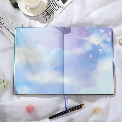 Miniatura 4 de SIIXU Cuaderno de Arte Espacial para Escribir, Diario B5 Decorado con 160 Páginas en Blanco Coloridas, Diseño Único de Galaxia en Cada Página