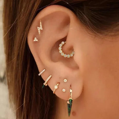 Miniatura 5 de Juego de aretes de plata de ley para mujeres y niñas, 3 pares hipoalergénicos chapados en oro blanco pequeño con circonita cúbica