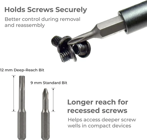 Miniatura 5 de HowFixit PRO - Juego de destornilladores de 48 bits para reparación de electrónica, smartphone, iPhone, laptop, Macbook, PC, consola