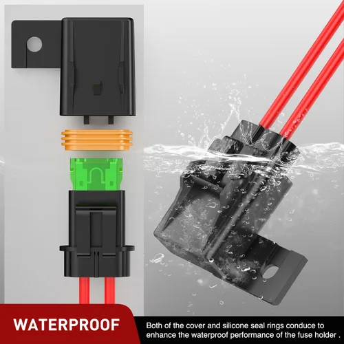 Miniatura 5 de Nilight 6 piezas Portafusibles en Línea 12AWG Impermeable ATC/ATO Portacuchillas 20A 30A 40A Regular Trabajo Pesado en Línea con Cubierta Compatible