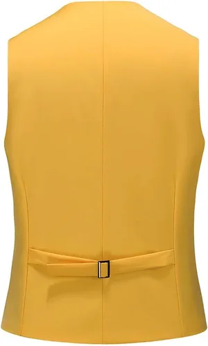 Miniatura 2 de UNINUKOO Chaleco de traje para hombre, ajustado, vestido formal, chaleco casual de cuatro botones, chaleco de traje de esmoquin